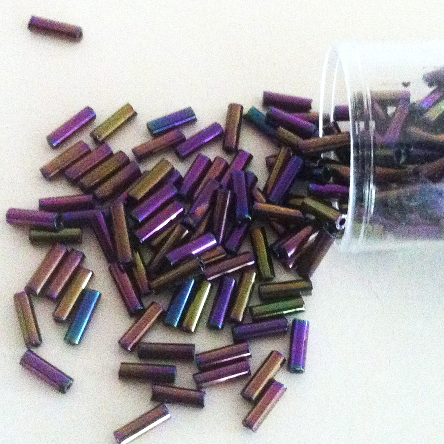 Bugle beads 7 mm lilac metallic Embroidery beads 9365
