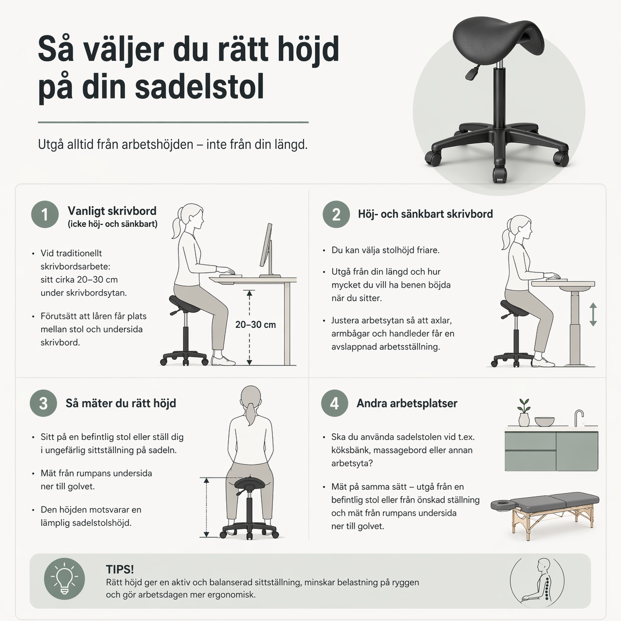 Nya ErgoMax ST011-A sadelstol, Bäst i test, över 4 000 stycken sålda! - 3