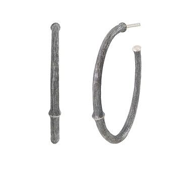 Nature Stora Creoler Silver Oxid