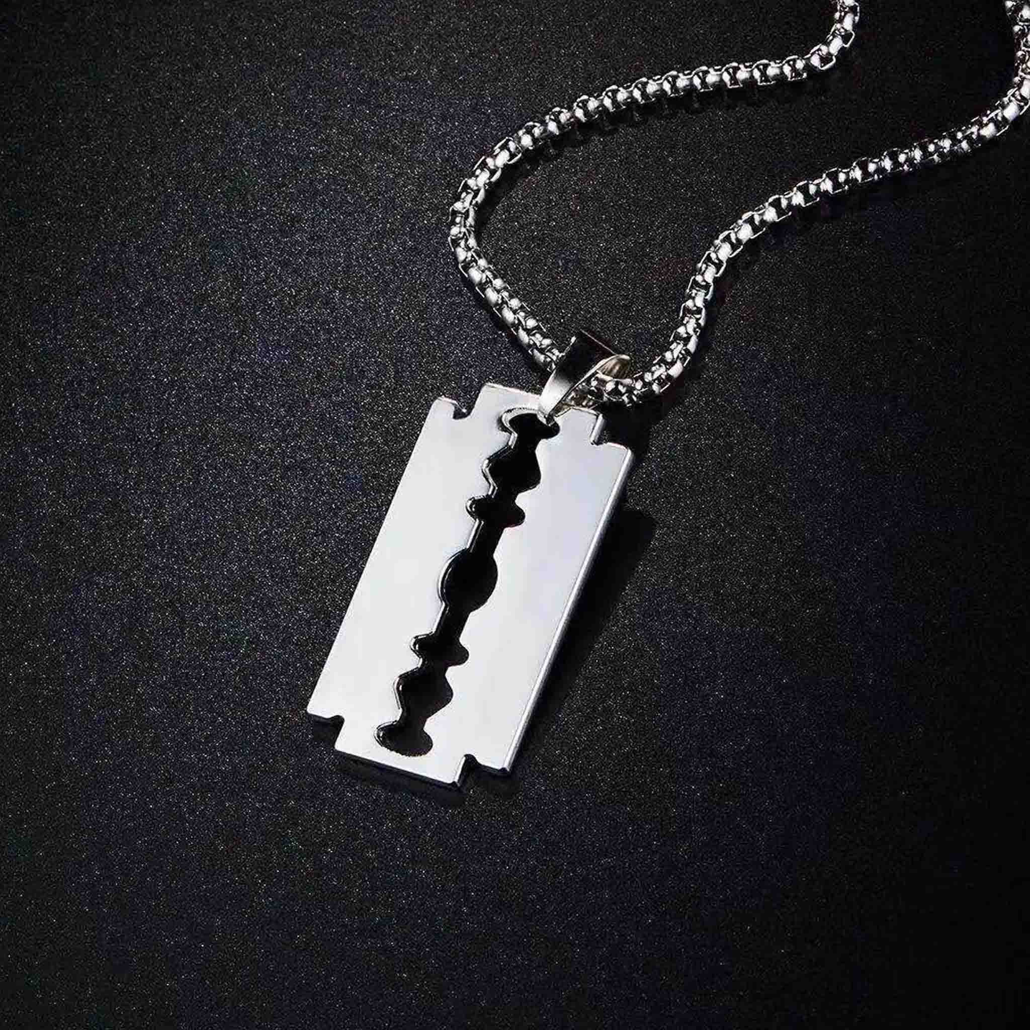 Barberblad - DogTag Halskæde ID tag Razor Design Sølv - 7