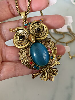 Halsband Vintage blått-med lång kedja 