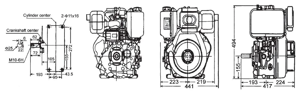 Dieselmotor Loncin 12,0 hk, 25,4 mm axel.  - 2