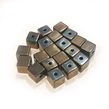 Hematit kub kopparfärg 8 mm – 20 st