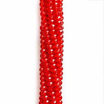 Glaskristallpärlor rondell röda 4 mm hel sträng
