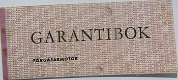 1964 Volvo förgasarmotor Garantibok  12.63