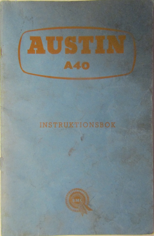 1959 Austin A40 Farina Instruktionsbok
