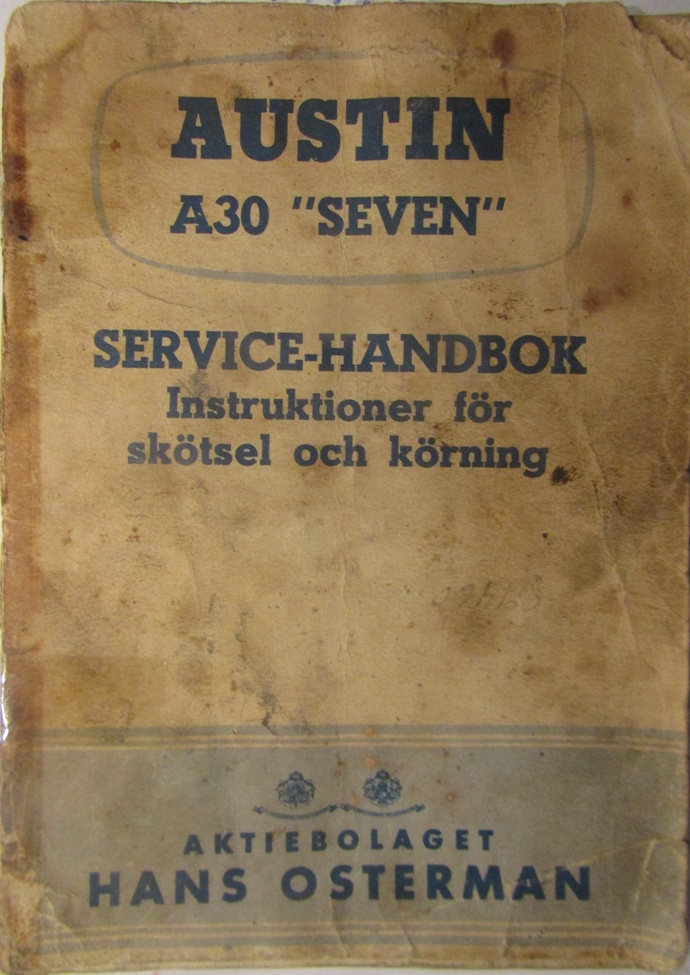 1955 Austin A30 "Seven" Service-Handbok svensk