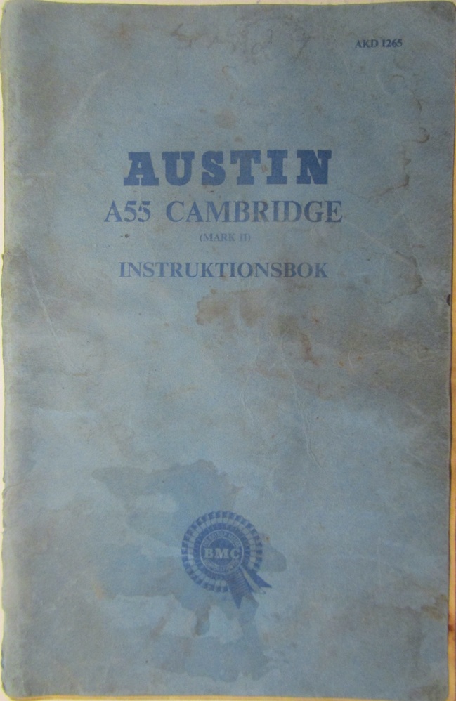 1959 Austin A55 Cambridge Mark II Instruktionsbok