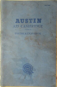 1959 Austin A55 Cambridge Mark II Instruktionsbok