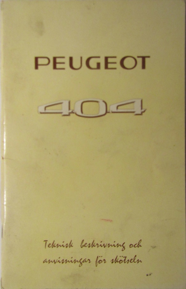 1965 Peugeot 404 Instruktionsbok