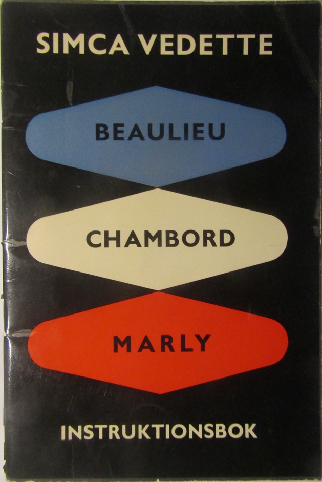 1959 Simca Vedette Beaulieu Chambord Marly Instruktionsbok svensk