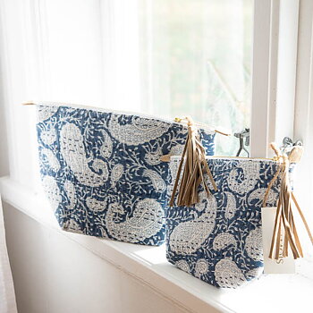 Chamois - Necessär Blockprint Navy storlek Small