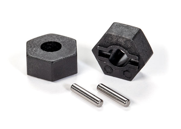 Traxxas 1654 Wheel hubs, hex (2)/ stub axle pins (2)