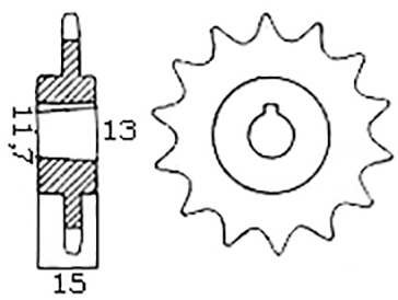 Sprocket front Sachs 2-gear 15 T - 2