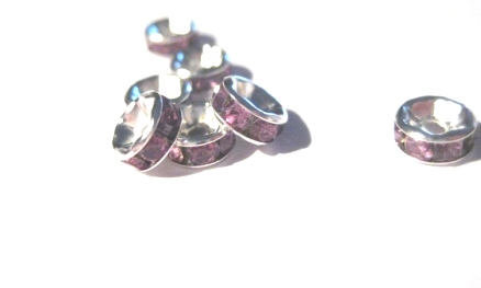 strassrondell, Silver 8 mm mörk Gammelrose