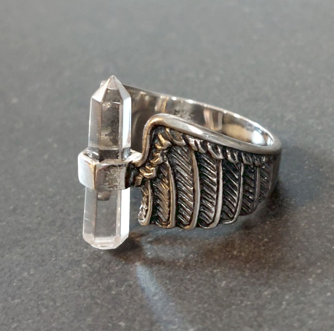 Ring i Silver med Bergkristallspets - Vingar - 2