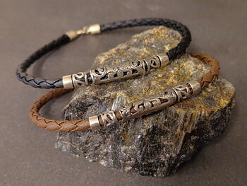 Balinese Läder/Silver Armband