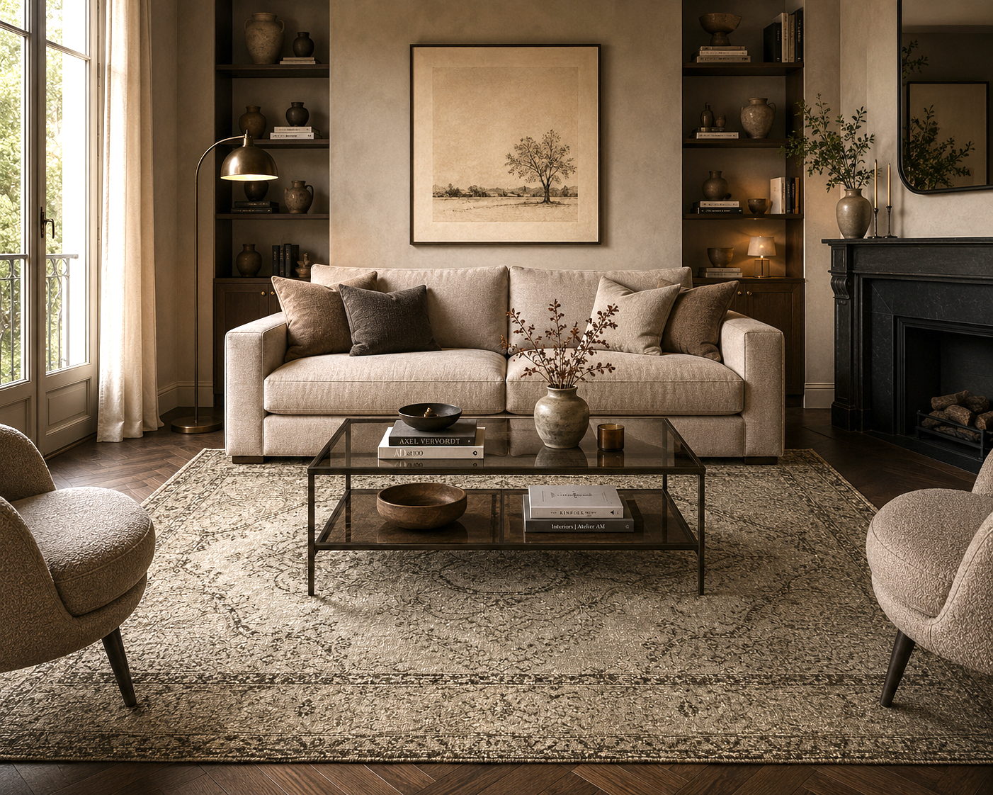 Tappeto vintage marrone 174 x 290 cm