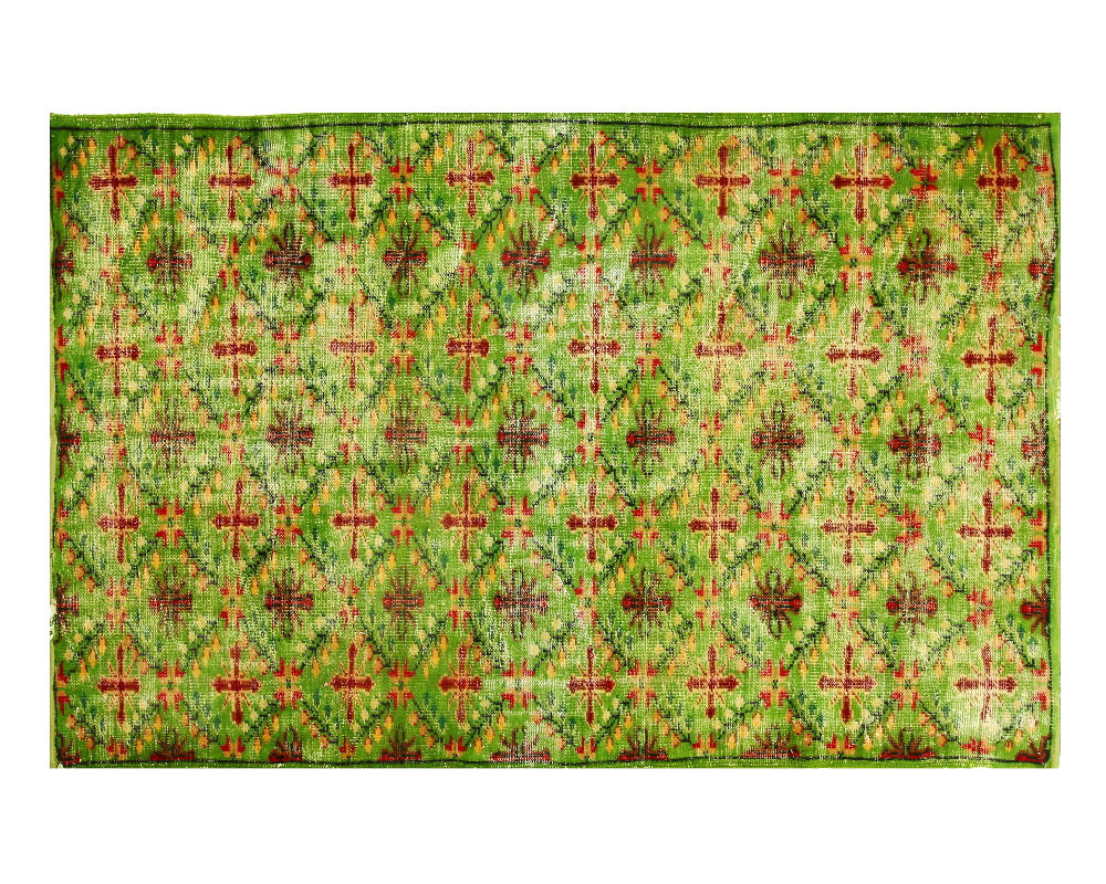 Unik vintage matta grön 155 x 241 cm