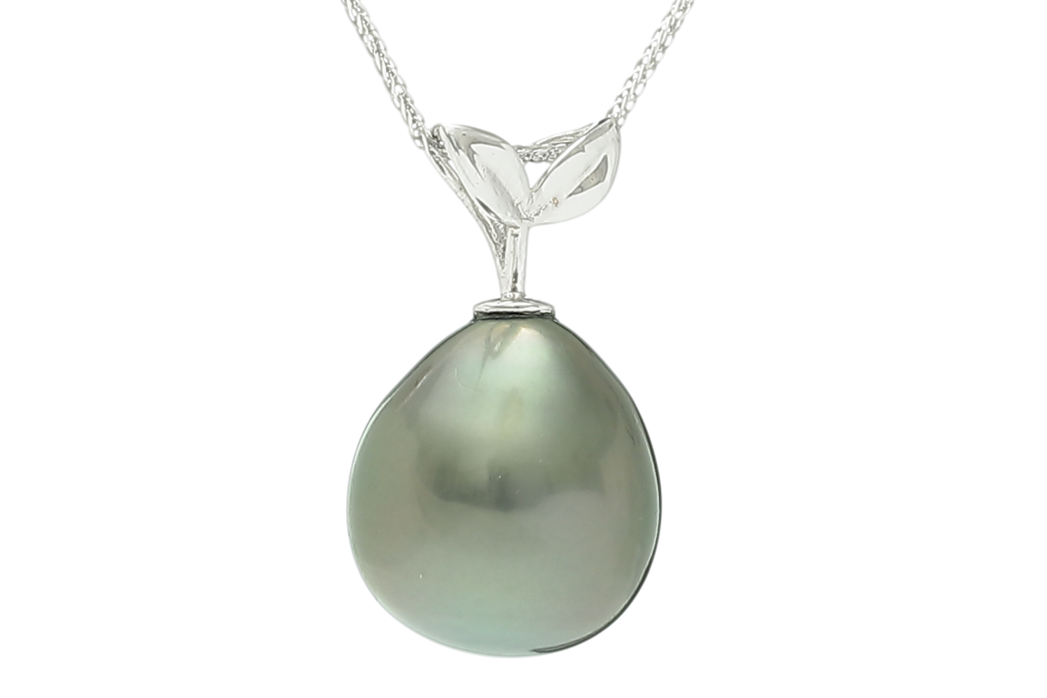 Tahitian pearl pendant set in white gold 11-12mm - 3
