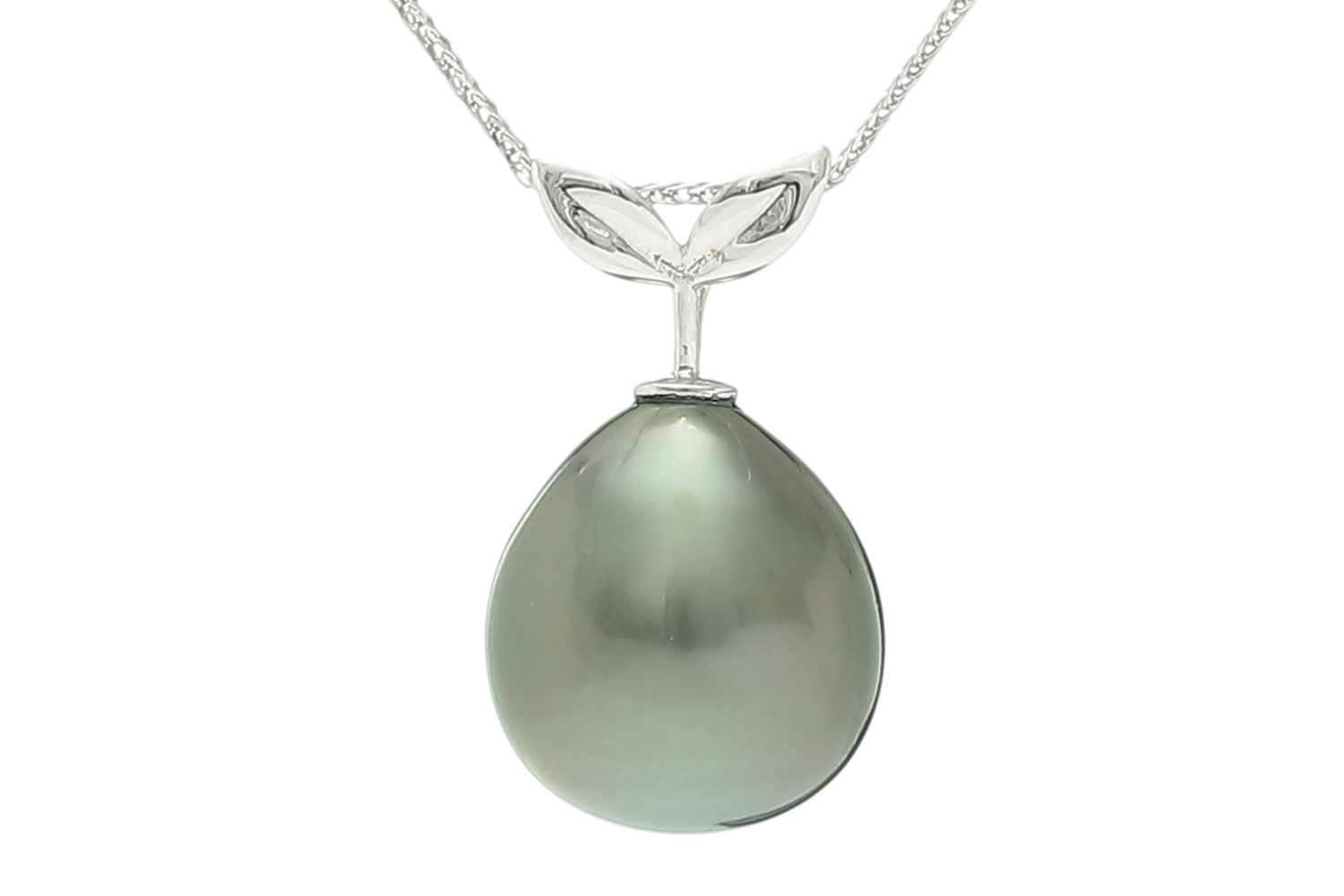 Tahitian pearl pendant set in white gold 11-12mm