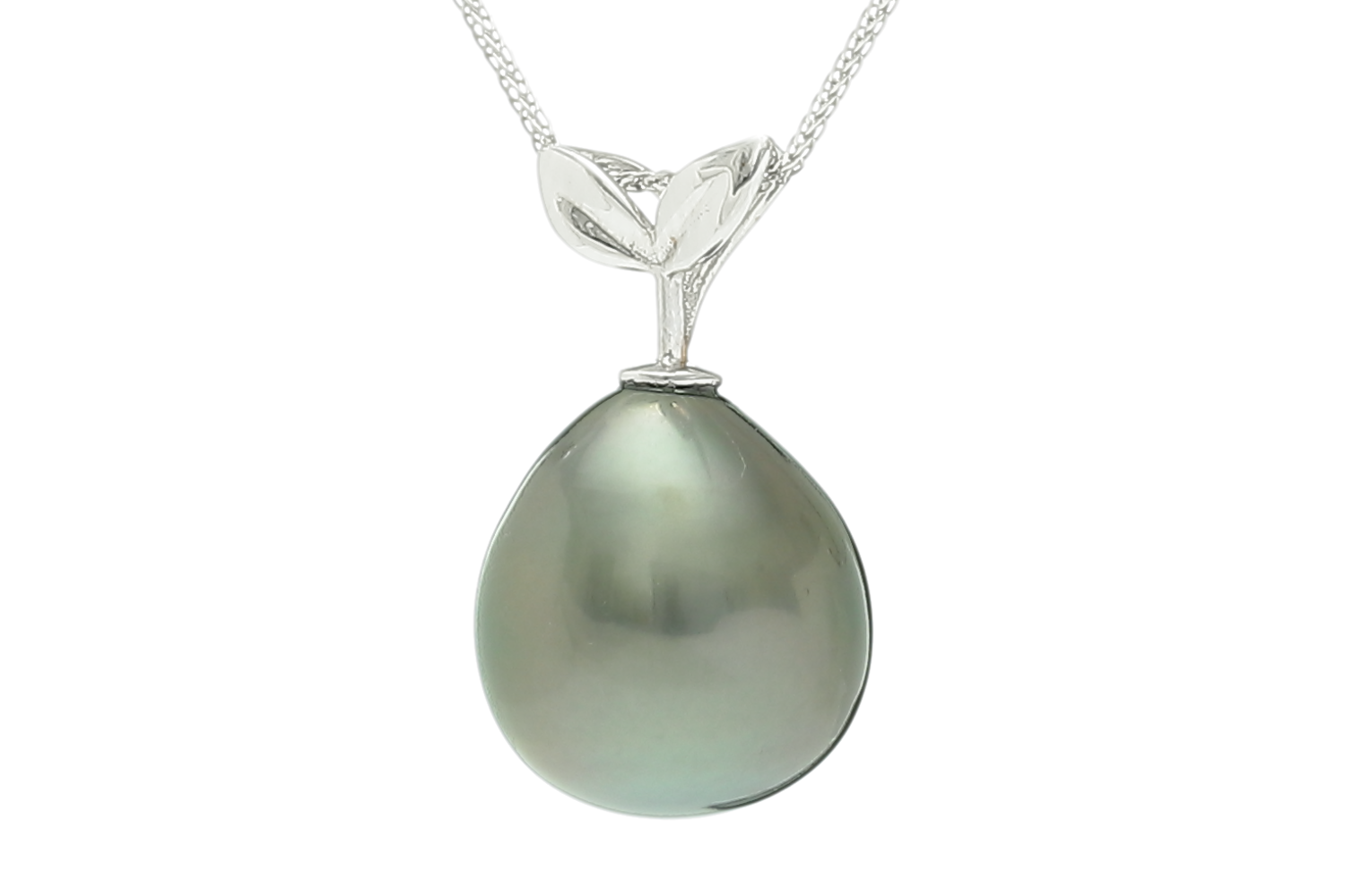 Tahitian pearl pendant set in white gold 11-12mm - 2