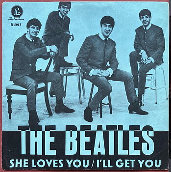 BEATLES - She loves you 7" LJUSBLÅ Swe PS 1963