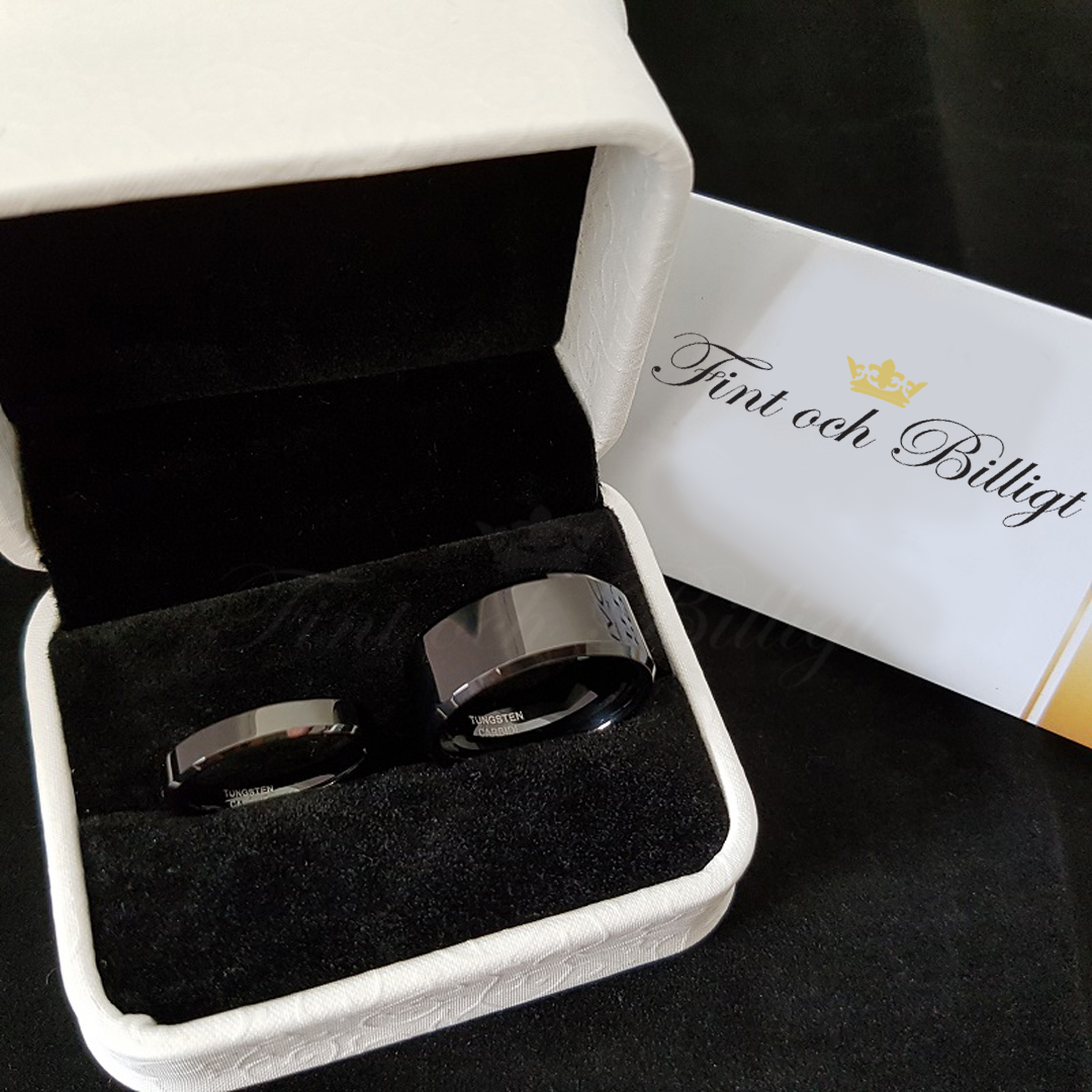 Square Shiny Black - Tungsten ring Sort 4mm 8mm 10mm - 4