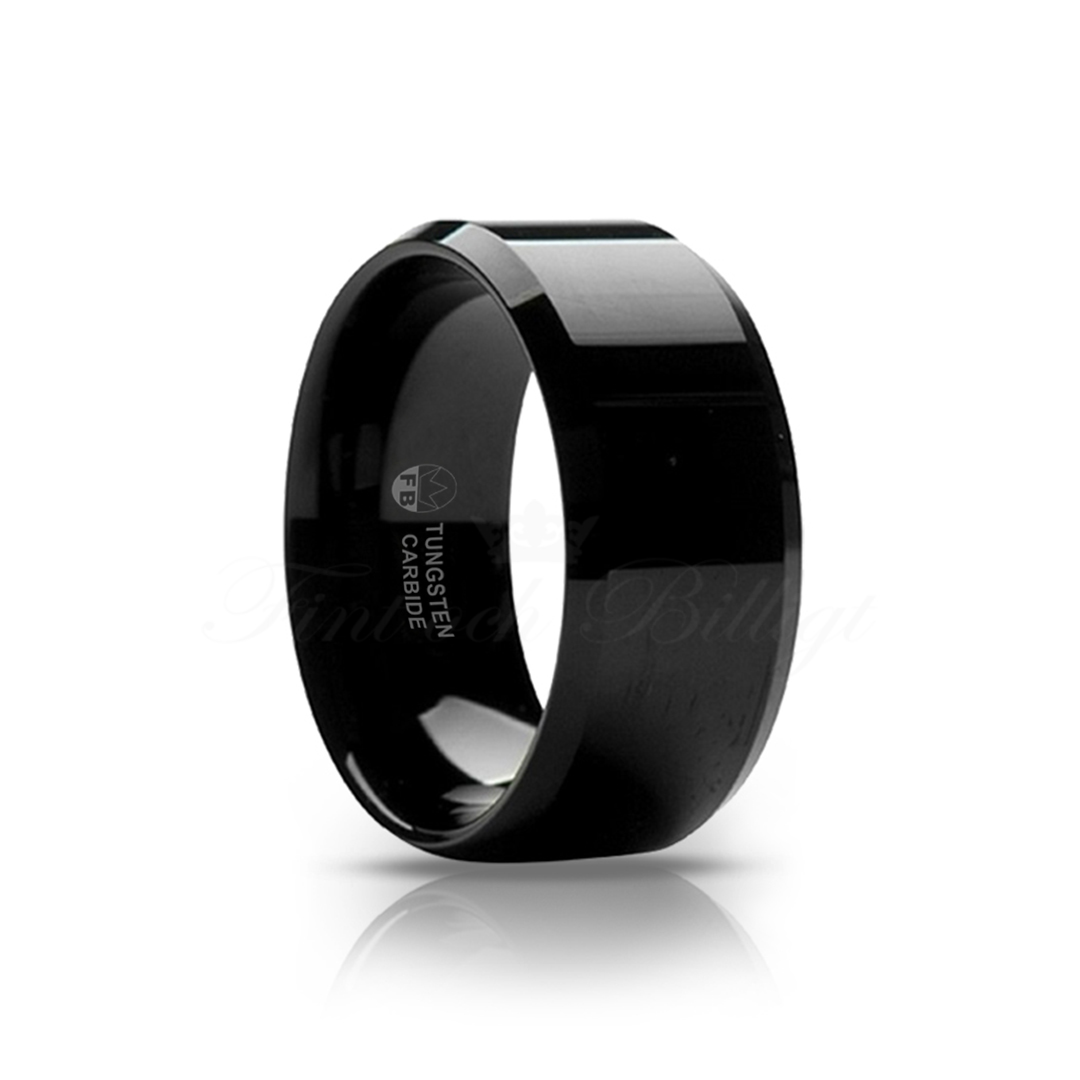 Square Shiny Black - Tungsten ring Sort 4mm 8mm 10mm - 2