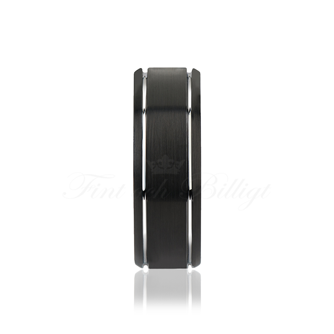 Ring Retro Design - Tungstensring Mattsvart & Silver - 4