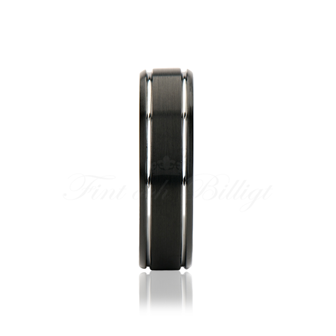 Ring Retro Design - Tungstensring Mattsvart & Silver - 6