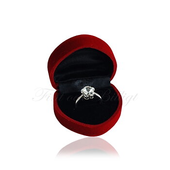 Red Heart - Smyckesask Mörkrött Hjärta Sammet 45mm*50mm
