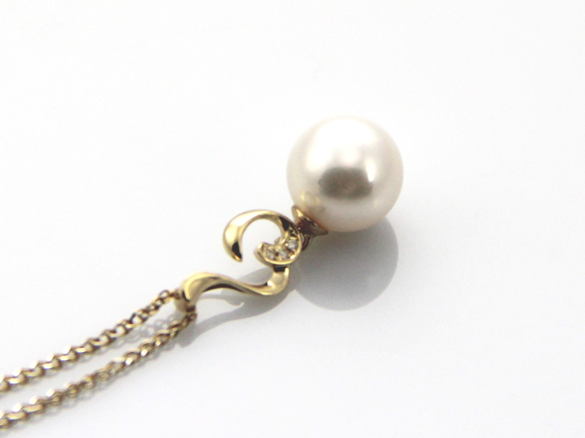 Perlenanhänger-Akoya in AAA-Qualität mit Gold und Diamanten 8.5–9 mm - 3