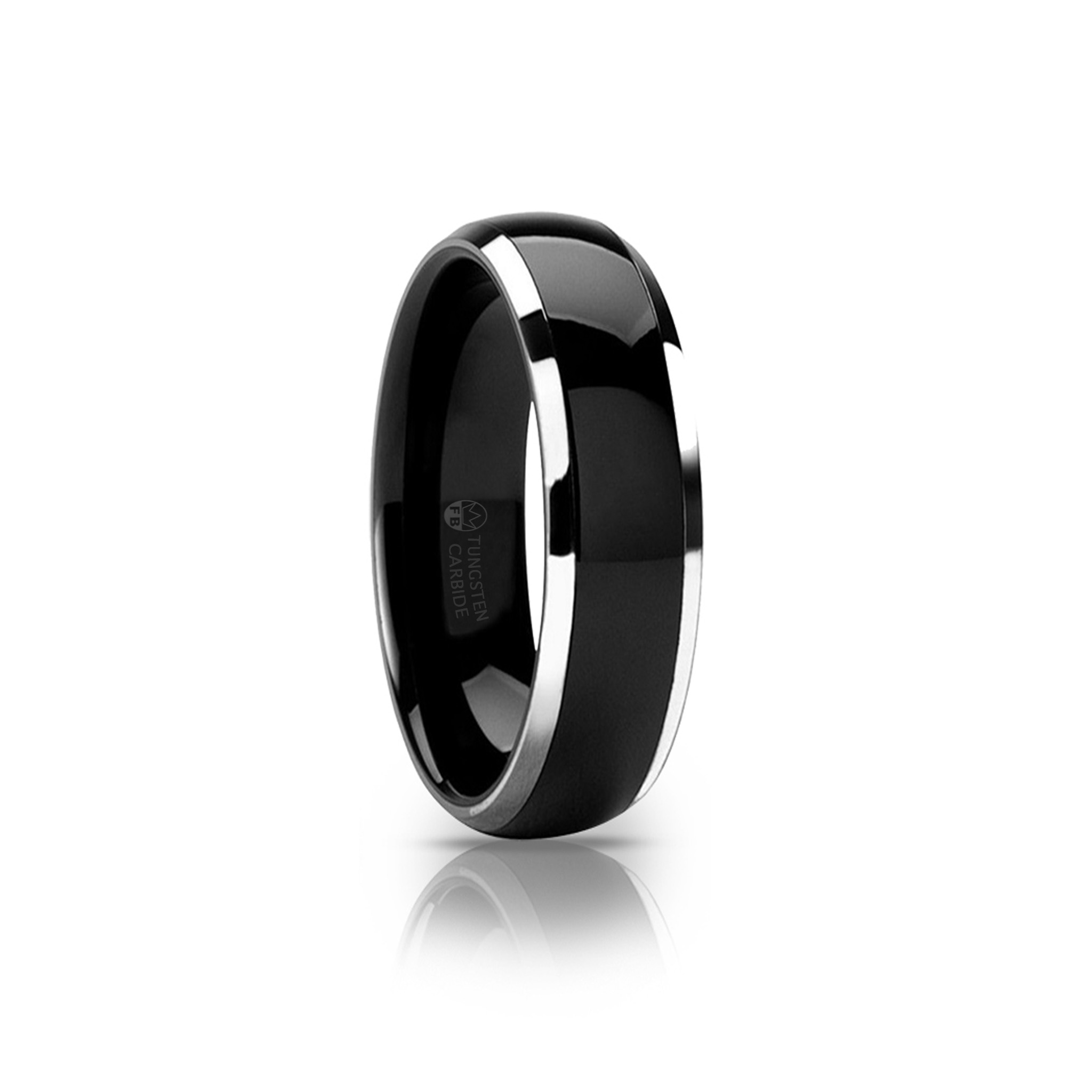 Smooth Black – Svart Tungstensring med Blanka Kanter 4mm 6mm 8mm - 3