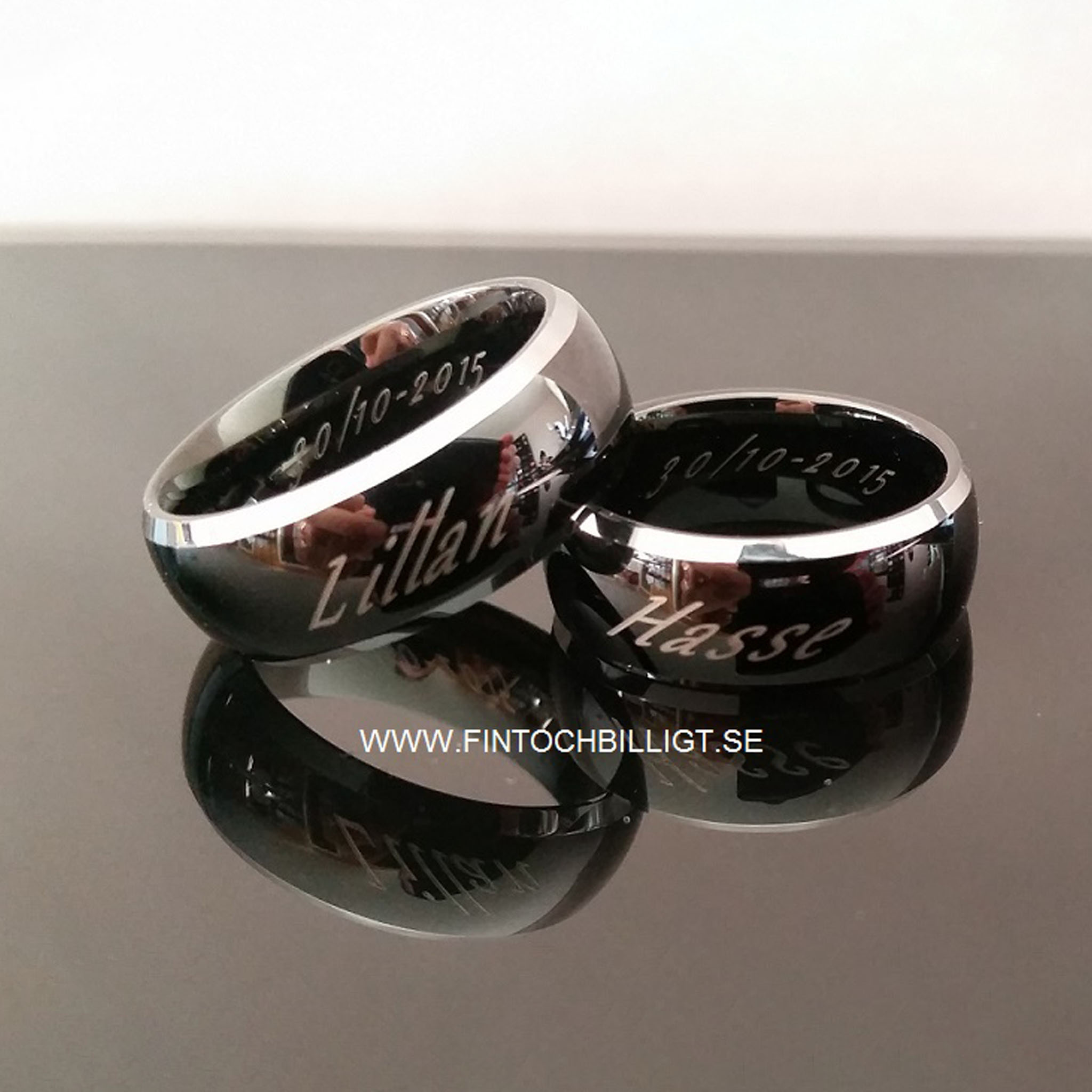 Smooth Black – Svart Tungstensring med Blanka Kanter 4mm 6mm 8mm - 8
