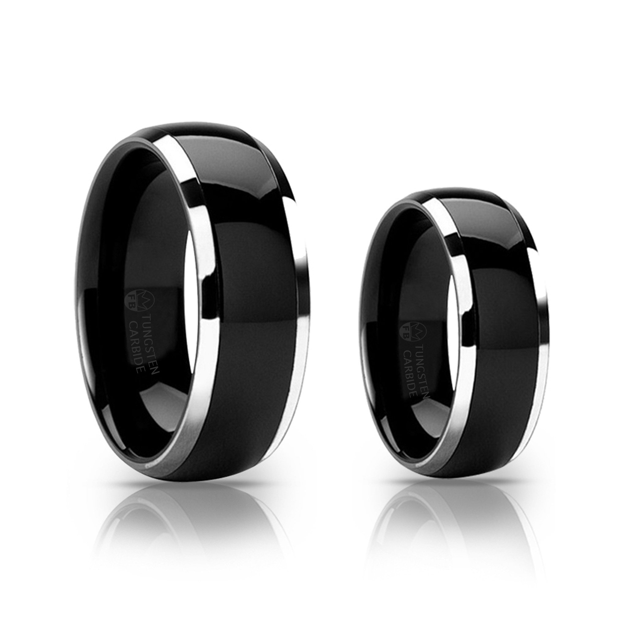 Smooth Black – Svart Tungstensring med Blanka Kanter 4mm 6mm 8mm - 6