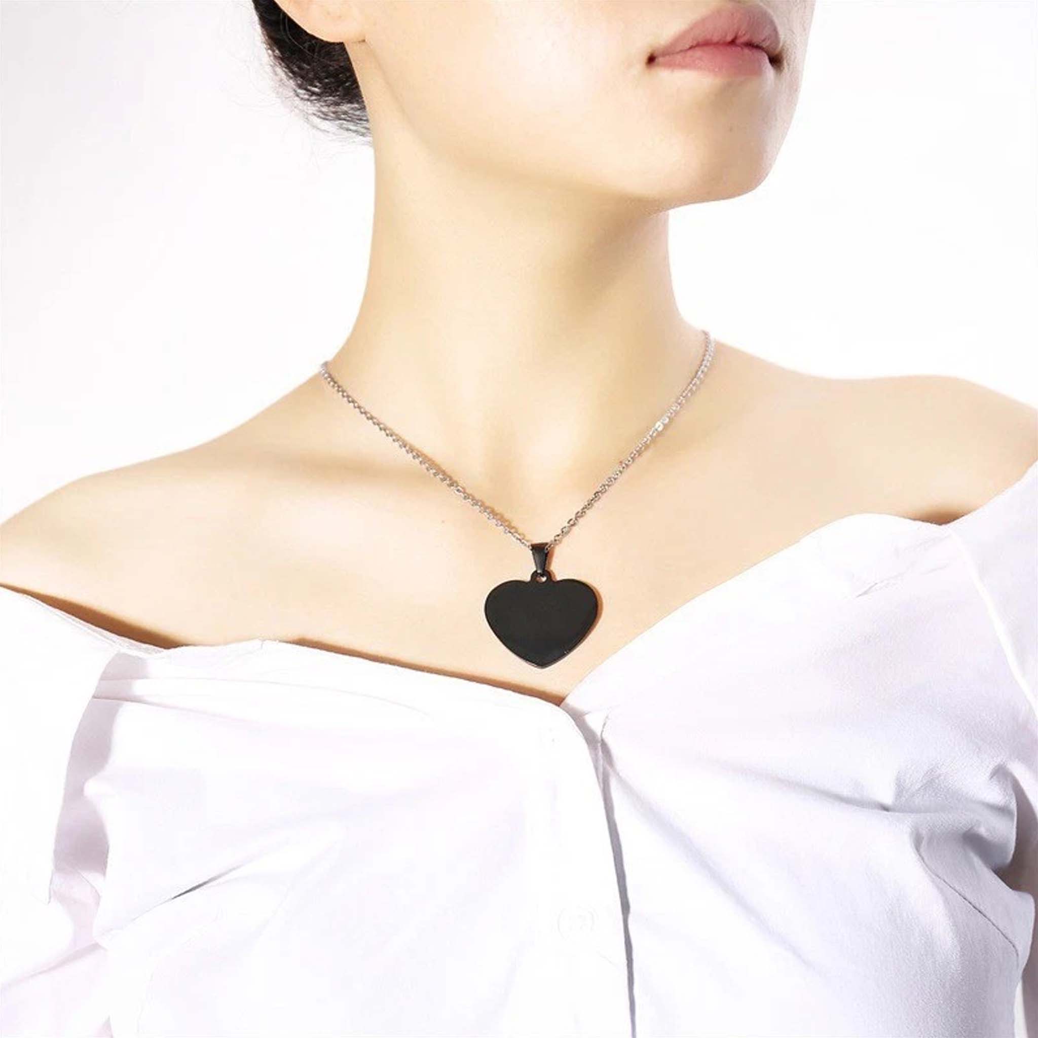 Heart Tag – Heart-Shaped ID Tag Necklace in Silver, Gold & Black - 9