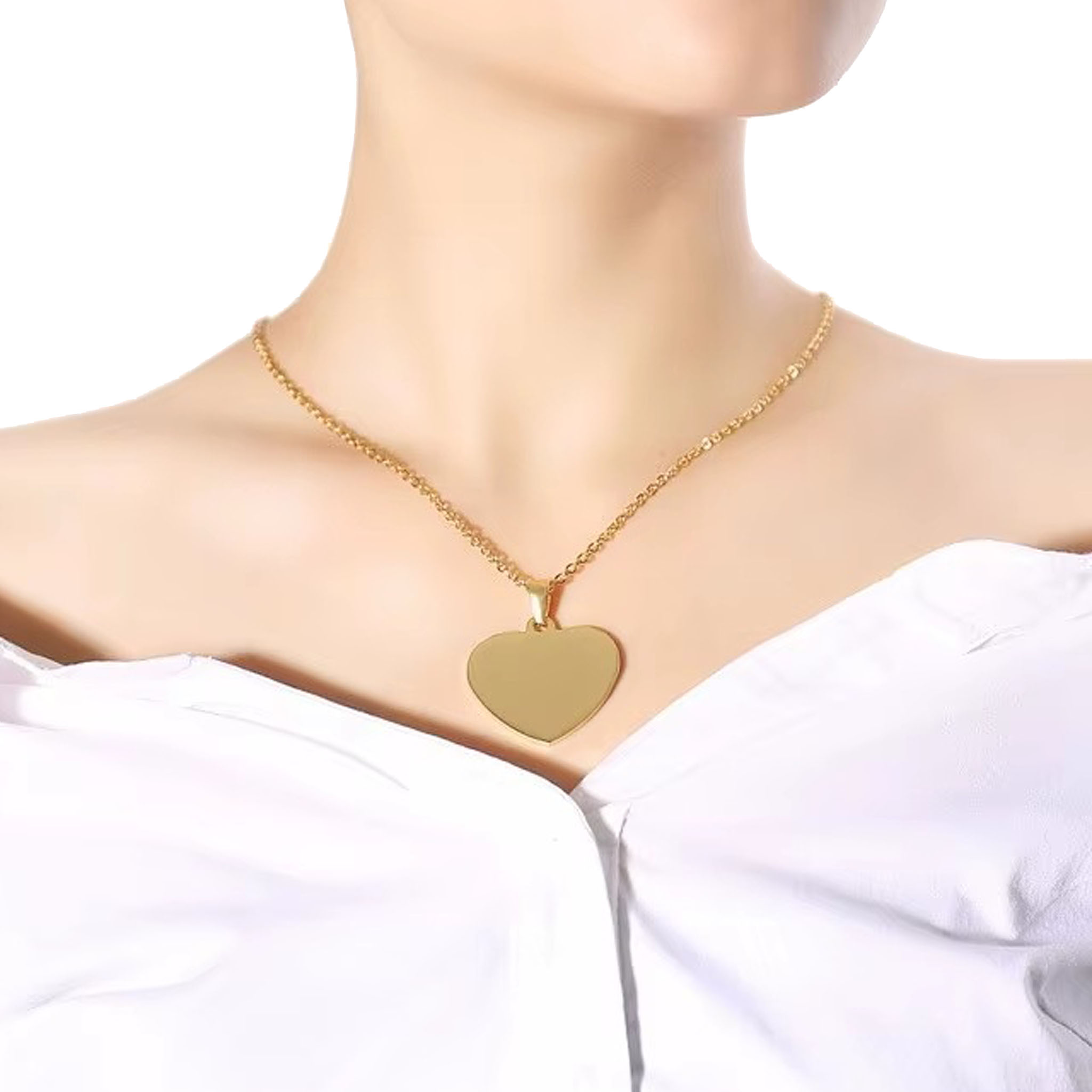 Heart Tag – Heart-Shaped ID Tag Necklace in Silver, Gold & Black - 7