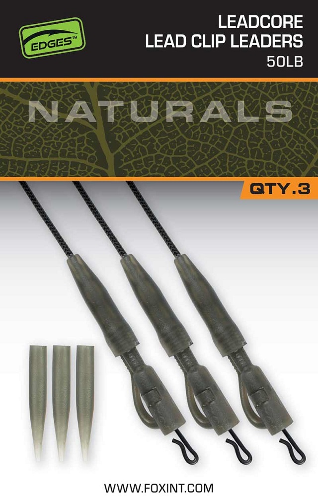 Fox Edges Naturals 50lb Leadcore Power Grip Leadclip Leaders