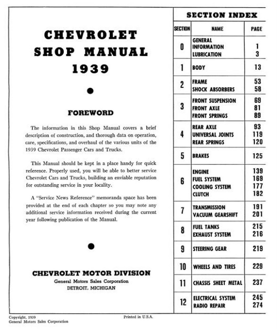 1939 Chevrolet Shop Manual For all passenger Cars and Trucks - 2
