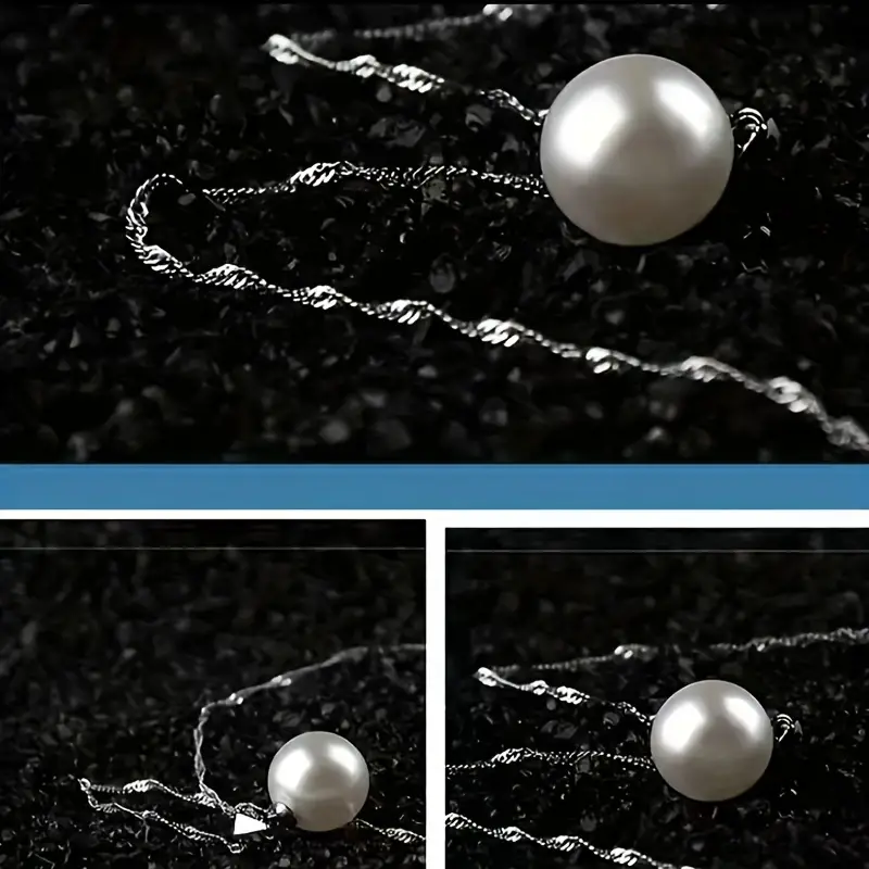 Halsband "Pearl" med kedja i  925 Sterling Silverplätering - 3