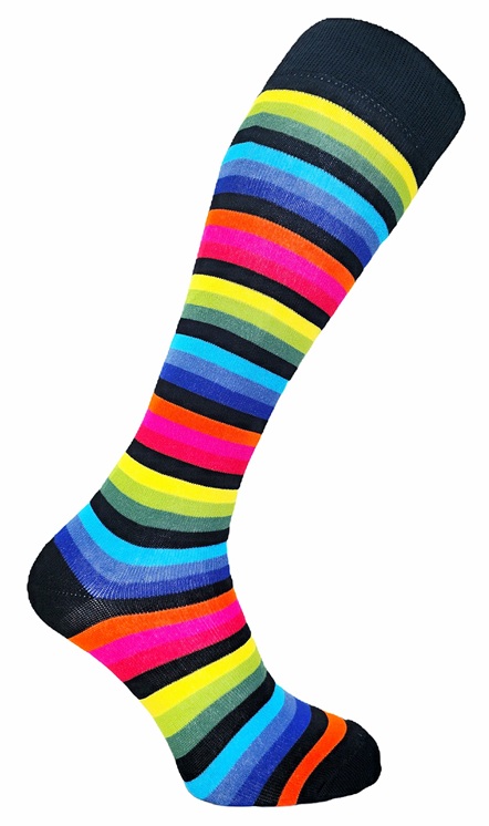 Knästrumpor Dark Rainbow Thin Stripe