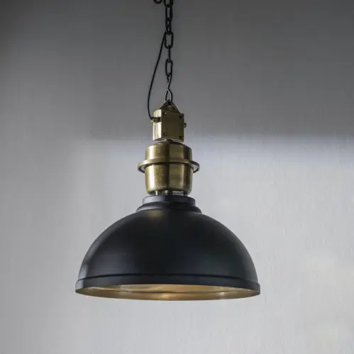 Manchester Taklampa Svart/Mässing – Industriell Taklampa i Metall - 3