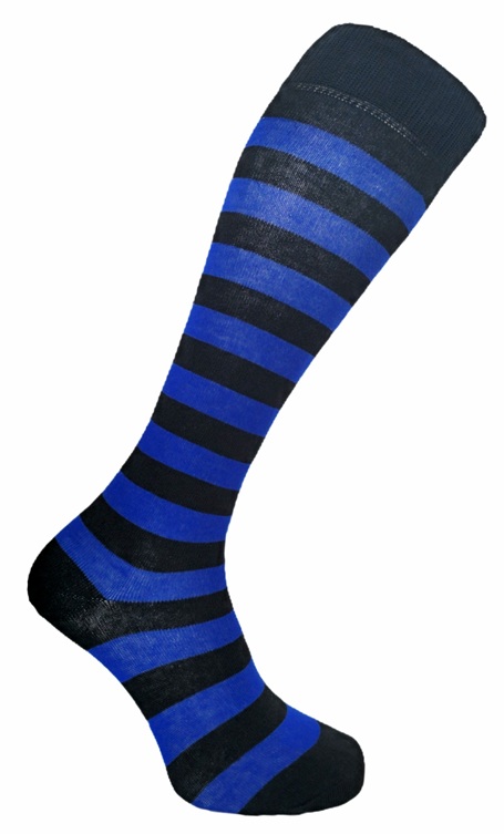 Knästrumpor Black and Blue Thick Striped