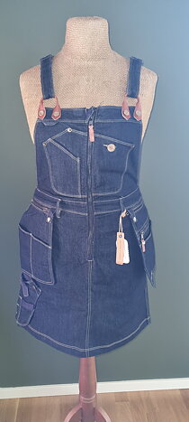 Flora Worker Bib Dress - Klöver Blå carpenter dress