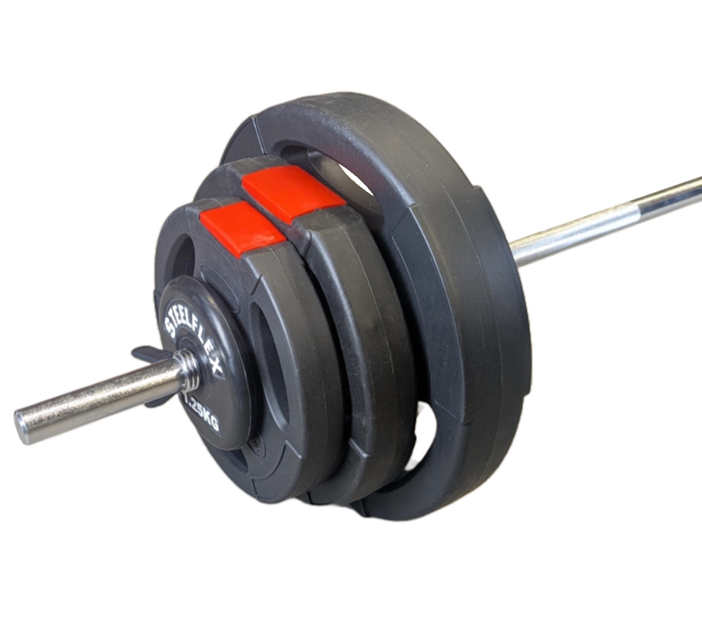 Skivstångspaket med plastviker 43,5kg/170 cm - 2