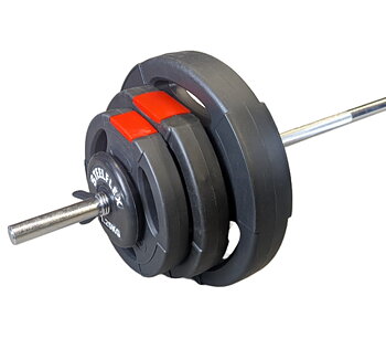 Skivstångspaket med plastviker 43,5kg/170 cm