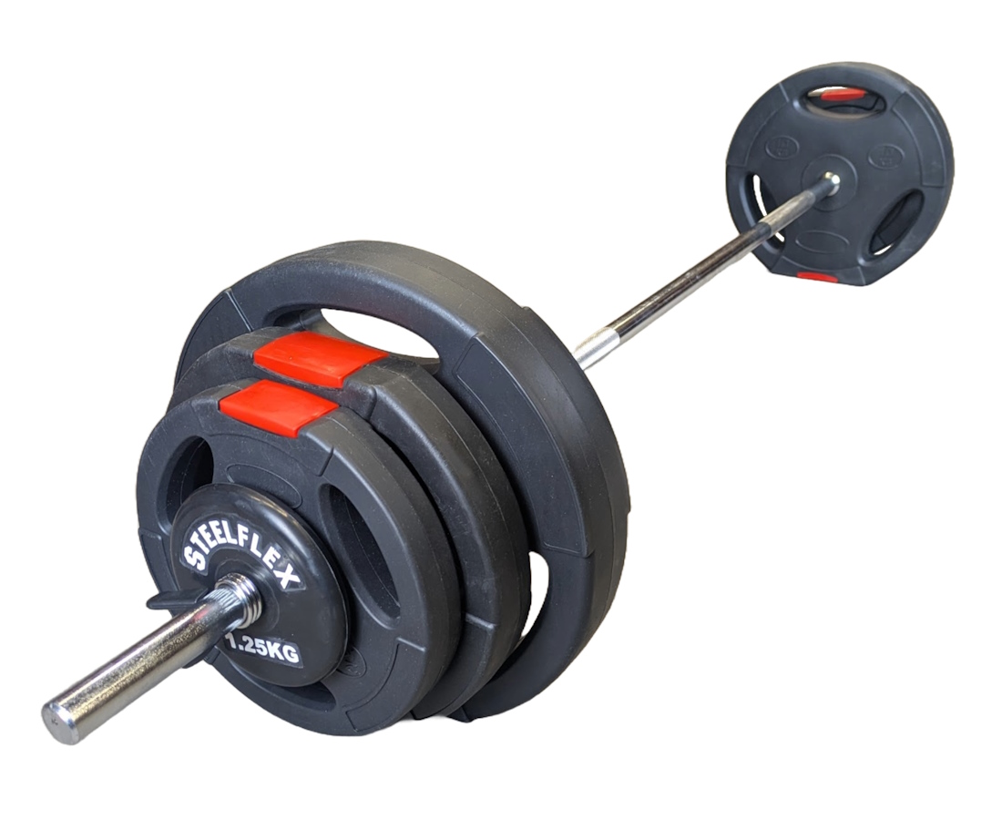 Skivstångspaket med plastviker 43,5kg/170 cm
