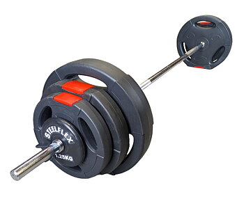 Skivstångspaket med plastviker 43,5kg/170 cm
