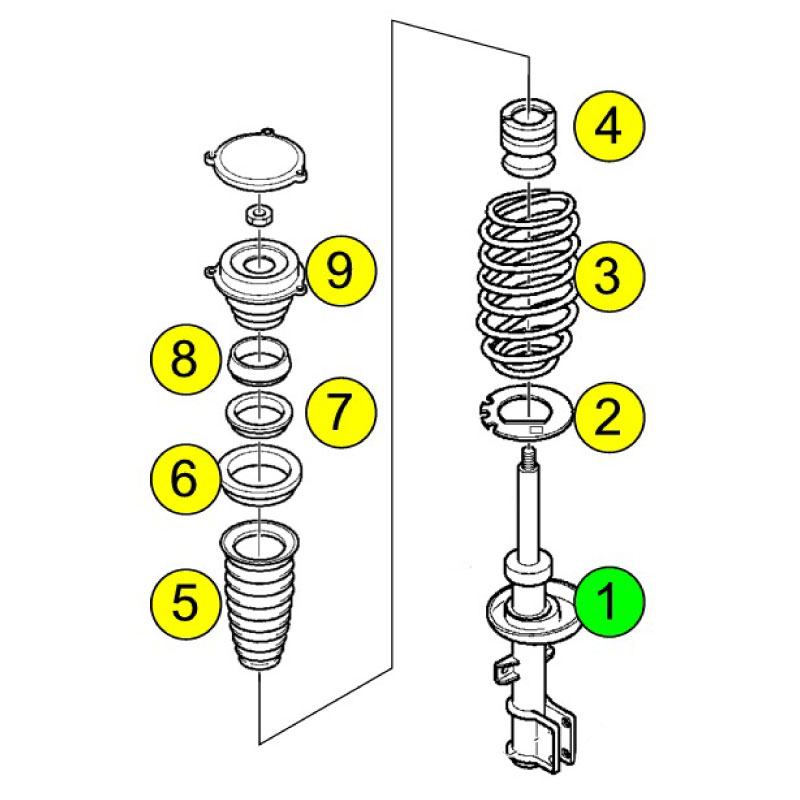 Shock absorber 9-5 98-01 Standard (1) - 2
